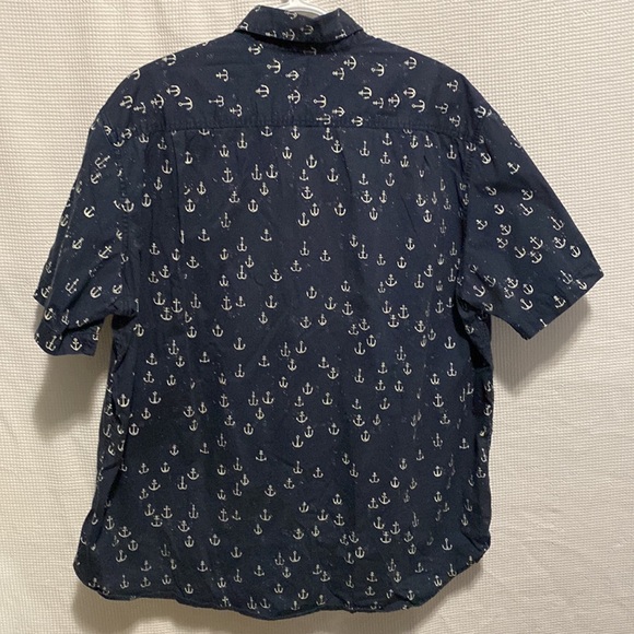 Merona Blue nautical anchor short sleeve button down shirt - Picture 2 of 5